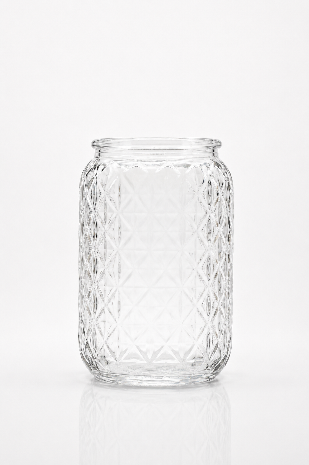 Clear Diamond-Cut Glass Vase